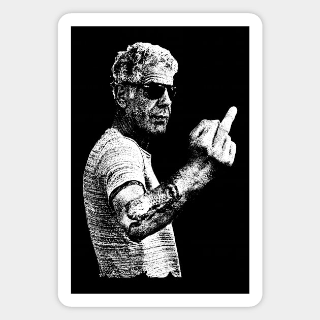 Anthony Bourdain middle finger pose Magnet by Saltyvibespage